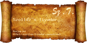 Szollás Tivadar névjegykártya